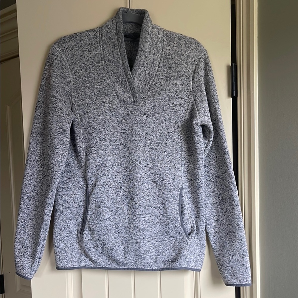 Eddie Bauer Gray Fleece V Neck Sweater
